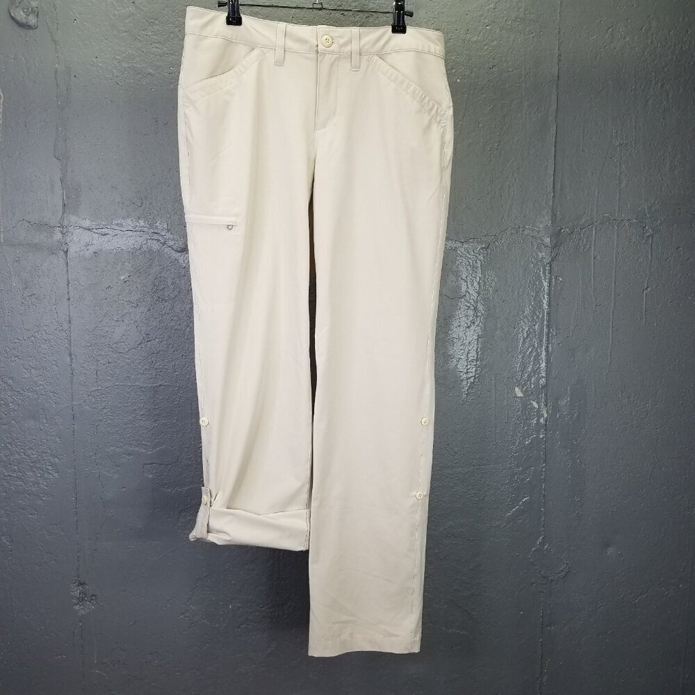 Eddie Bauer Travex Trek Hiking Pants Women 6 Beige Roll Up Tab Convertible Sport